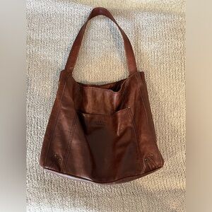 Brown leather shoulder bag